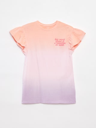 Maxi t-shirt tie and dye con maniche con volant