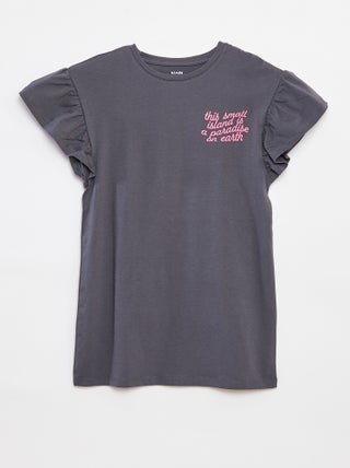 Maxi t-shirt tie and dye con maniche con volant