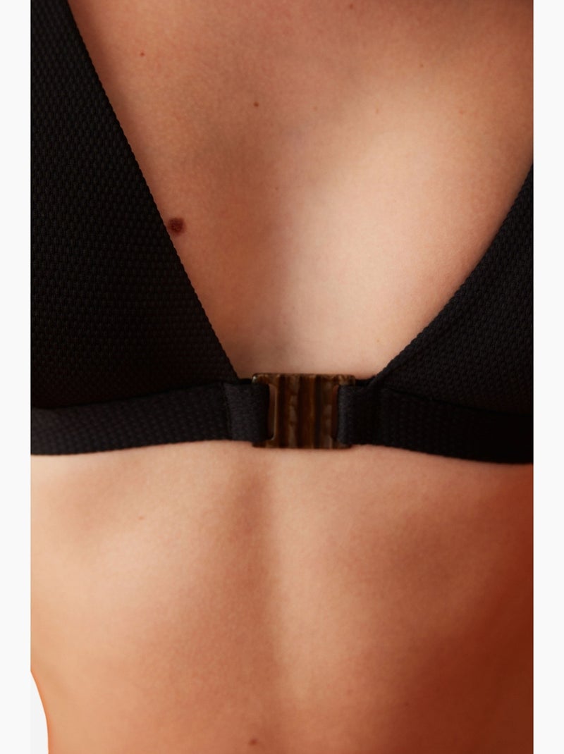 Maya top bikini con scollo a v profondo e dettaglio accessorio penti Nero - Kiabi
