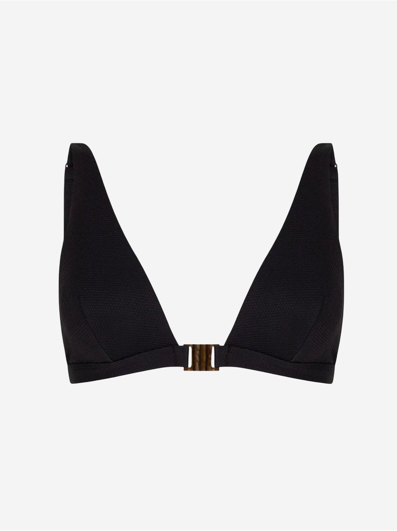 Maya top bikini con scollo a v profondo e dettaglio accessorio penti Nero - Kiabi