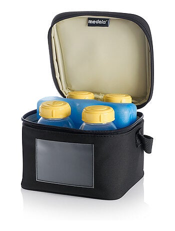 MEDELA - Cooler Bag - Scomparto e blocco refrigerante + 4 biberon - Borsa isotermica