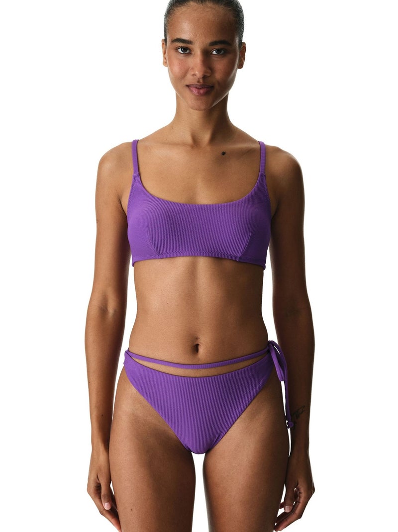 Melitona slip bikini testurizzato a vita media penti Viola - Kiabi
