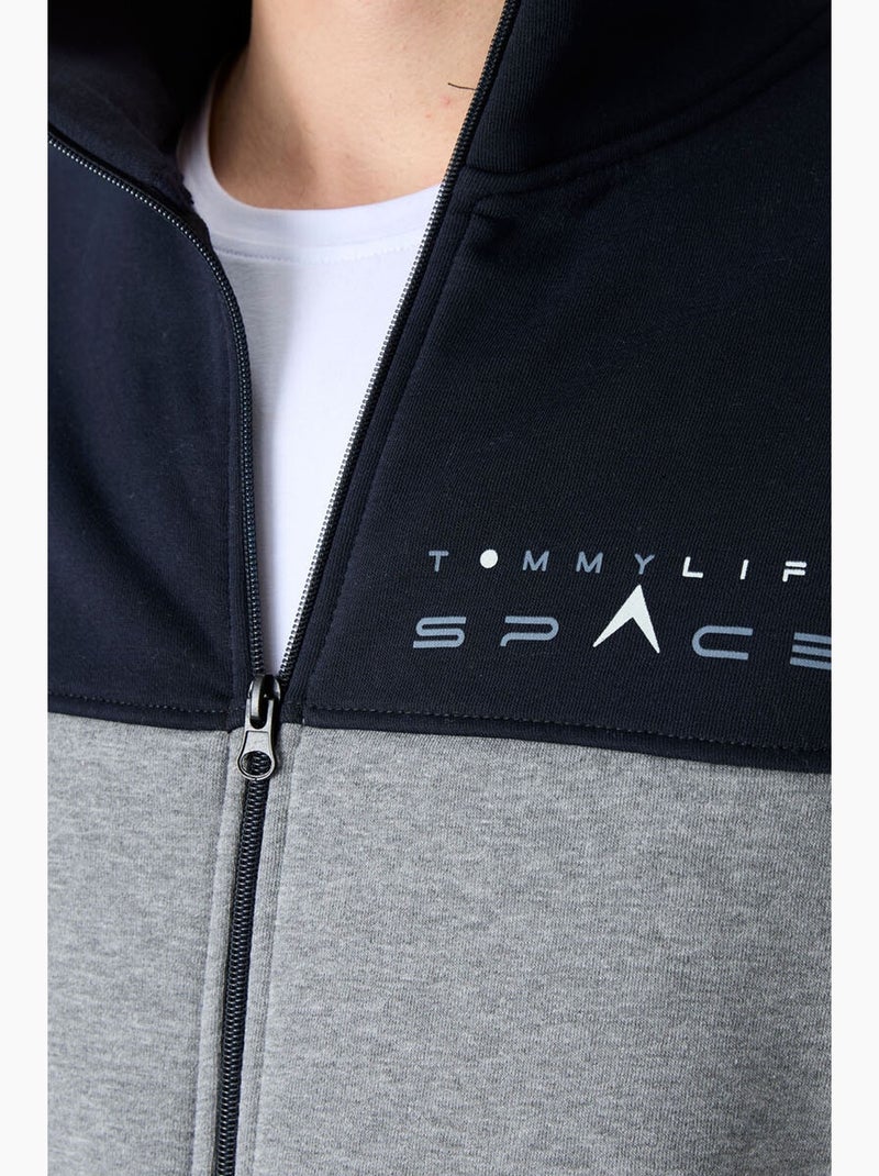 Men's set di felpa con zip e pantaloni color block tommy Blu Grigio Bianco - Kiabi