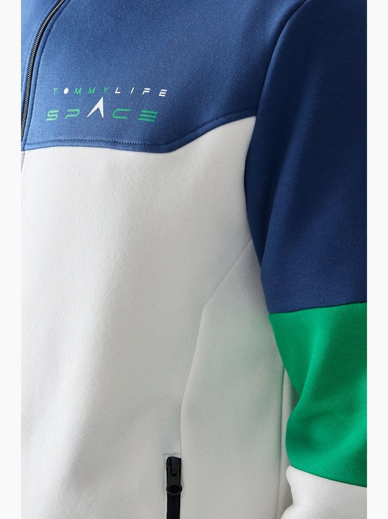 Men's set di felpa con zip e pantaloni color block tommy Blu oltremare - Kiabi