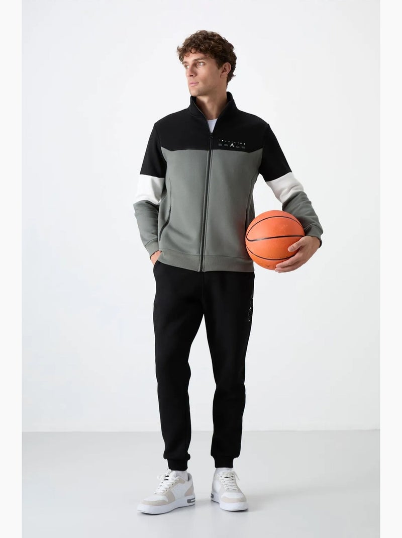 Men's set di felpa con zip e pantaloni color block tommy Nero Grigio Bianco - Kiabi