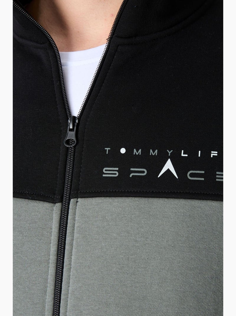Men's set di felpa con zip e pantaloni color block tommy Nero Grigio Bianco - Kiabi
