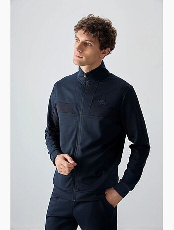 Men's set in pile con blocchi di colore con felpa e pantaloni tommy