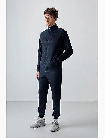 Men's set in pile con blocchi di colore con felpa e pantaloni tommy