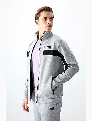 Men's set in pile con blocchi di colore con felpa e pantaloni tommy