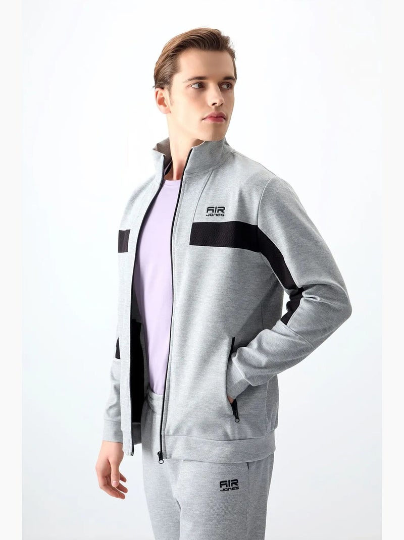 Men's set in pile con blocchi di colore con felpa e pantaloni tommy Grigio chiaro - Kiabi