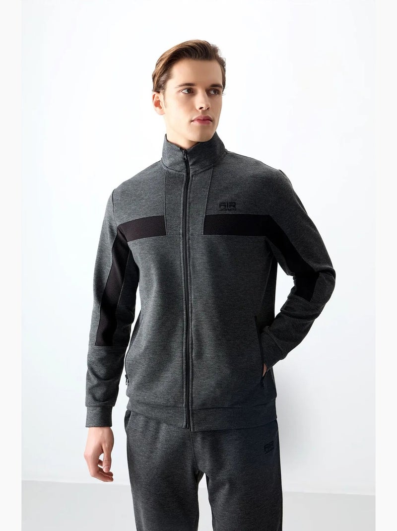 Men's set in pile con blocchi di colore con felpa e pantaloni tommy Grigio nero - Kiabi
