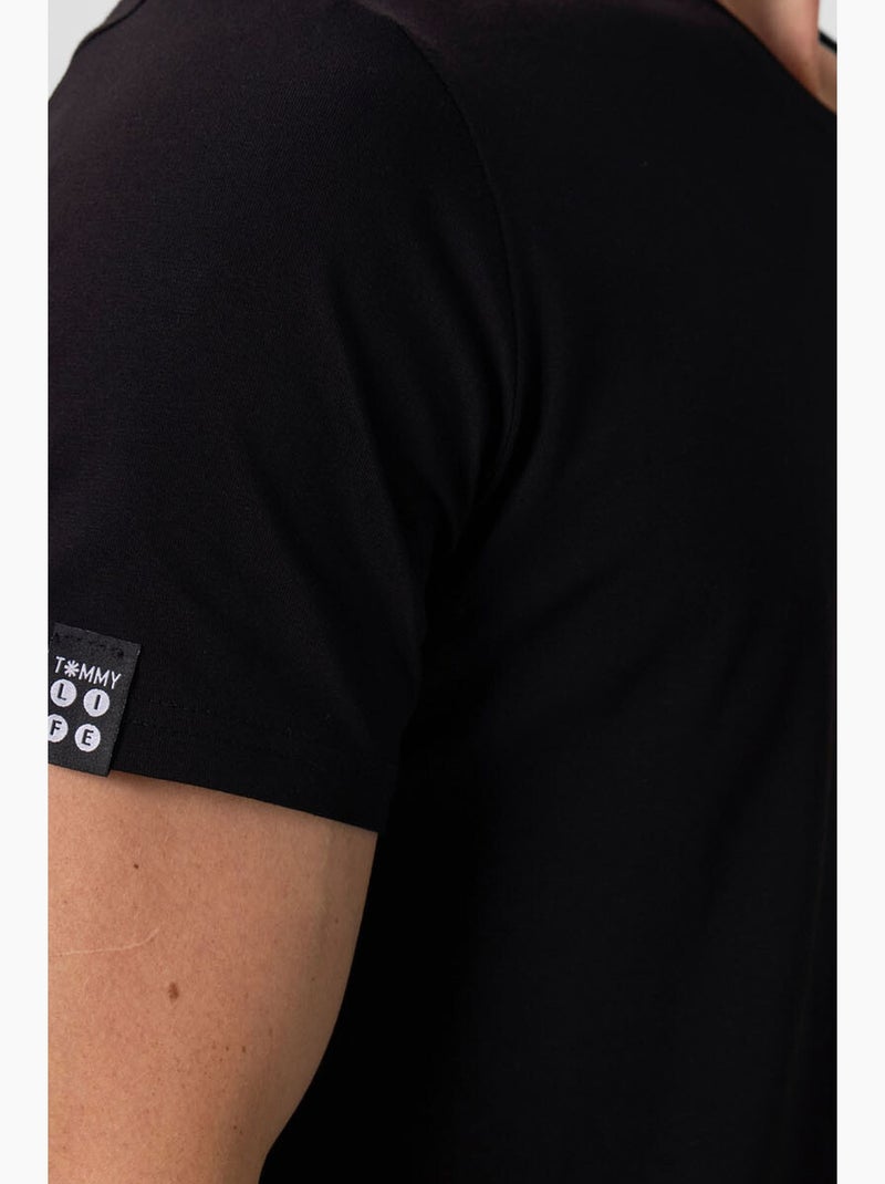 Men's t-shirt a maniche corte con scollo a v tommy Nero - Kiabi