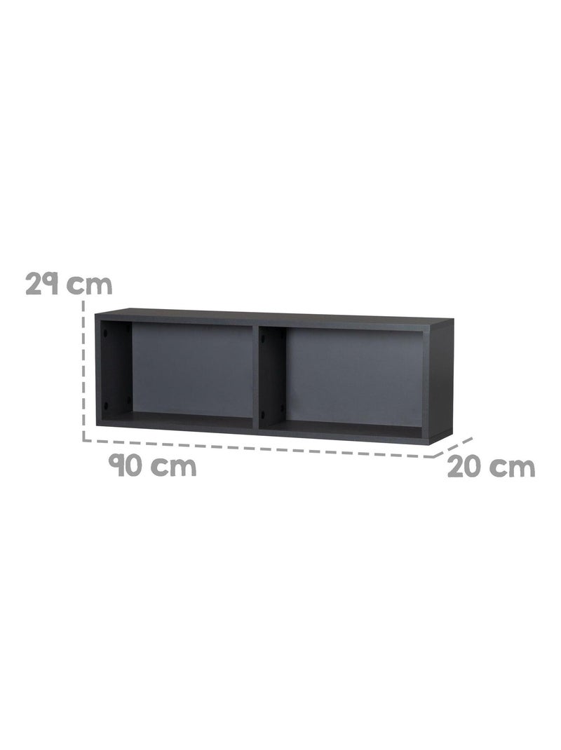 Mensola da parete 2 vani in legno per cameretta "Roba" Grigio antracite - Kiabi