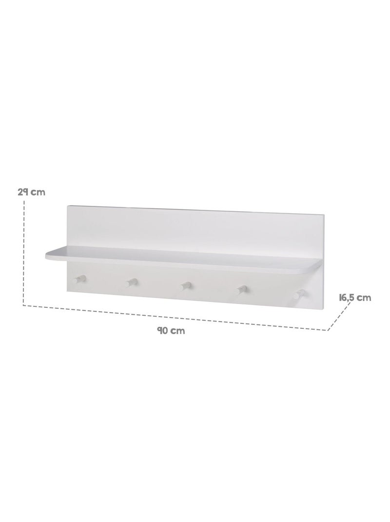 Mensola da parete in legno con 5 appendini per cameretta "Roba Maren 2" Grigio chiaro - Kiabi