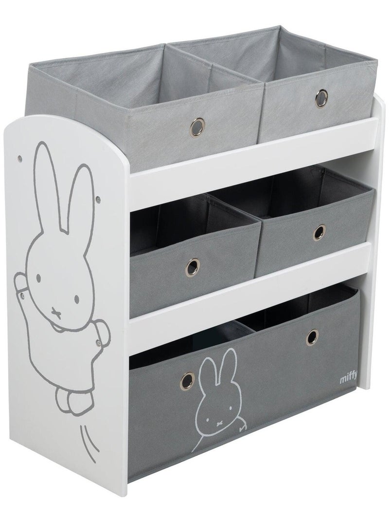 Mensola porta‑giochi con 5 scatole in tessuto "Roba Miffy" Grigio bianco - Kiabi