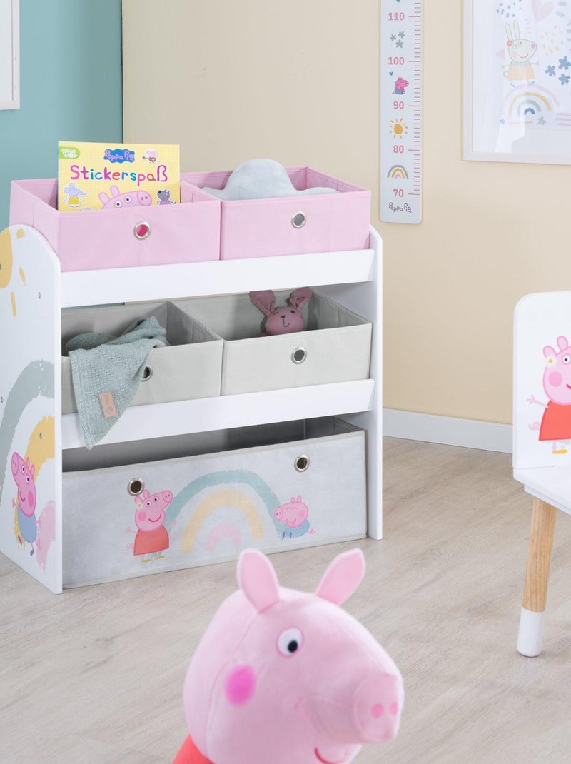 Mensola porta‑giochi con 5 scatole in tessuto "Roba Peppa Pig" Bianco Rosa Grigio - Kiabi