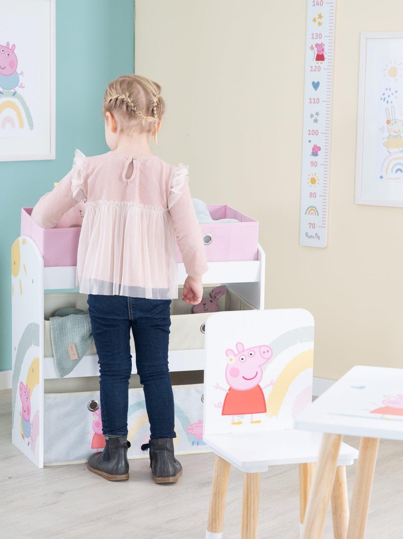 Mensola porta‑giochi con 5 scatole in tessuto "Roba Peppa Pig" Bianco Rosa Grigio - Kiabi