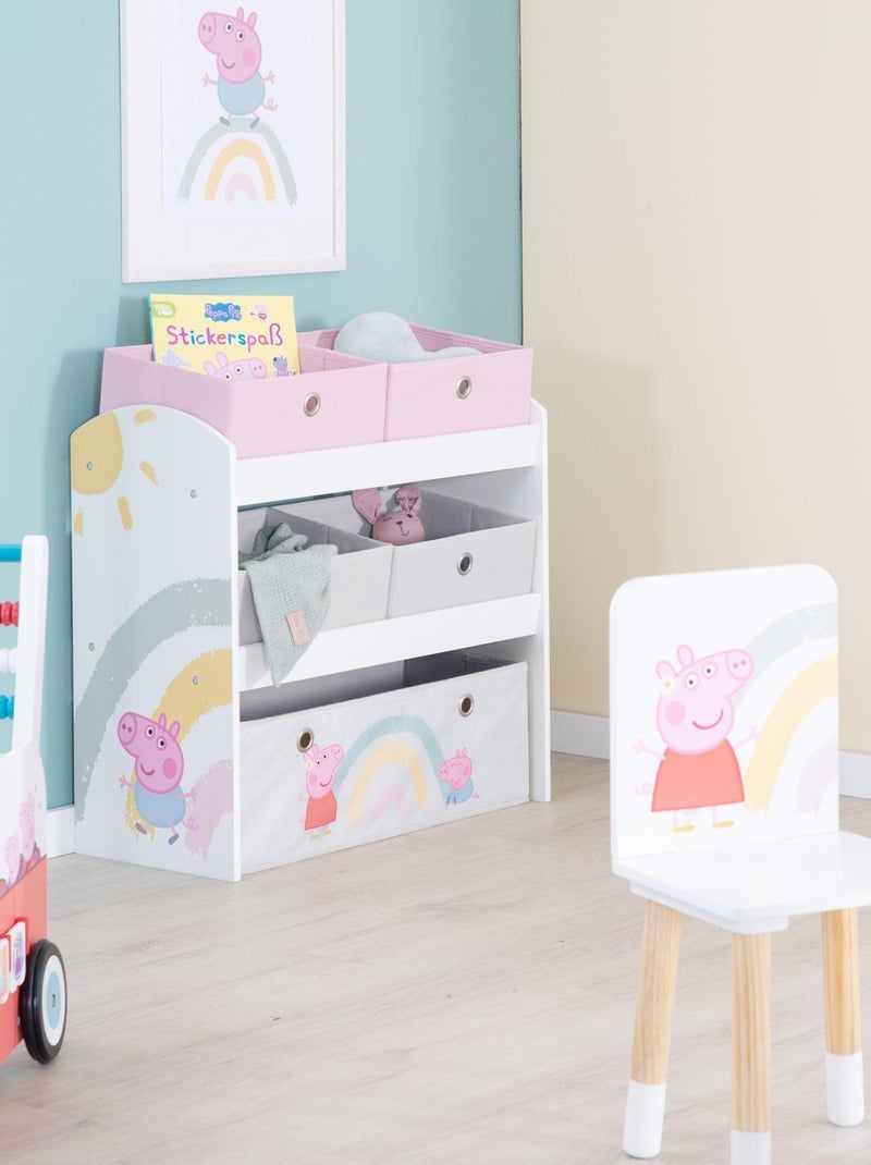 Mensola porta‑giochi con 5 scatole in tessuto "Roba Peppa Pig" Bianco Rosa Grigio - Kiabi