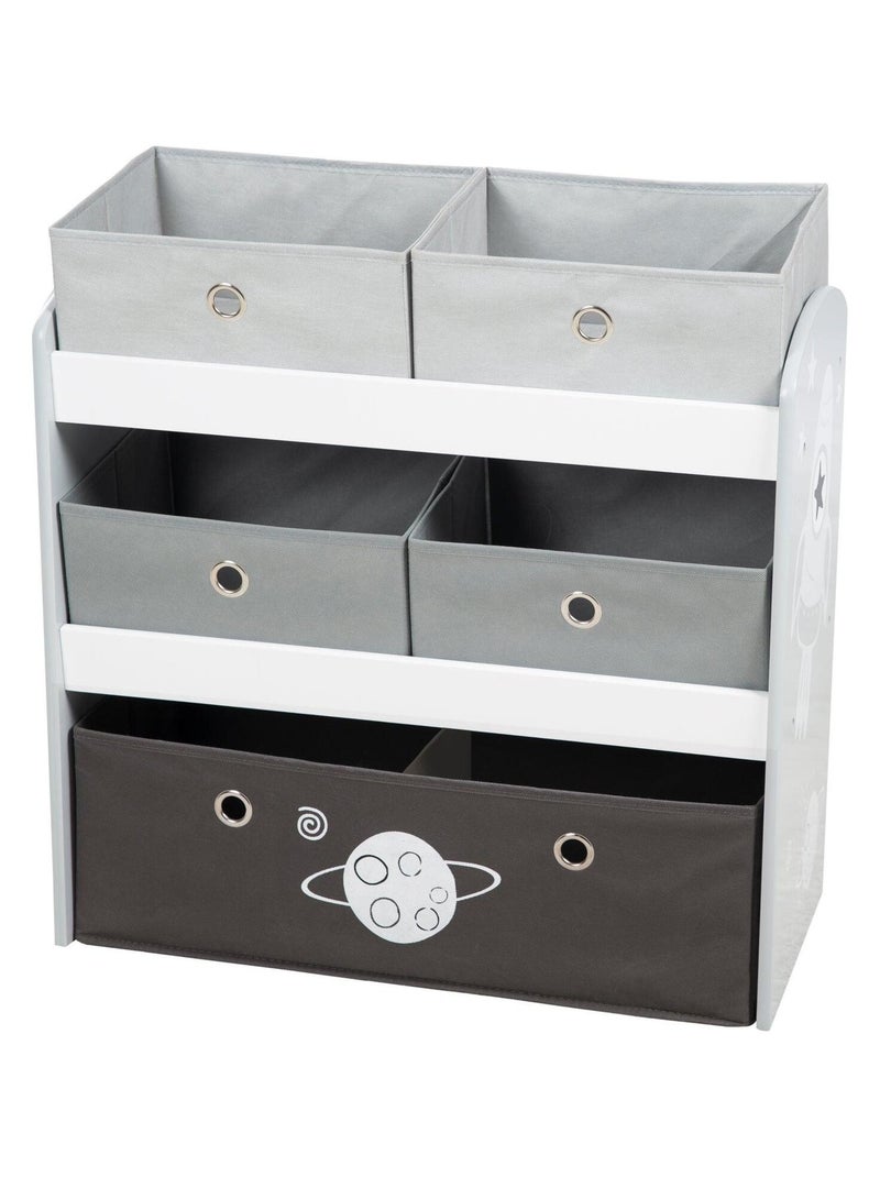 Mensola porta‑giochi con 5 scatole in tessuto "Roba Rakete" Grigio bianco nero - Kiabi