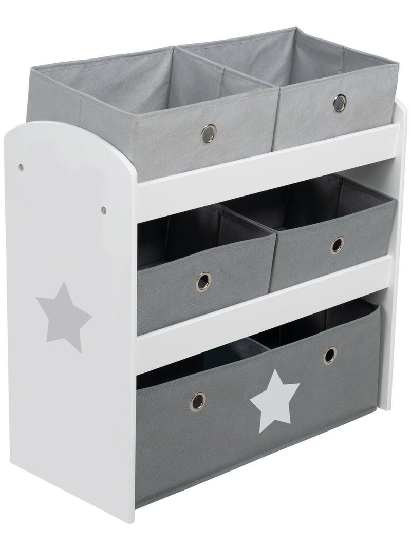 Mensola porta‑giochi con 5 scatole in tessuto "Roba Stars" Grigio bianco - Kiabi
