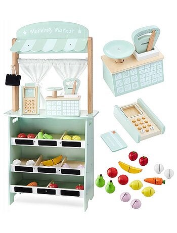 Mercatino e teatro 2-in-1 in legno per bambini Mamabrum