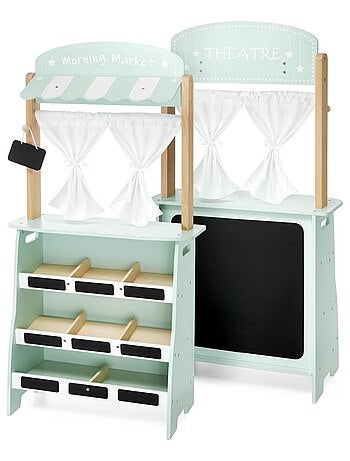 Mercatino e teatro 2-in-1 in legno per bambini Mamabrum