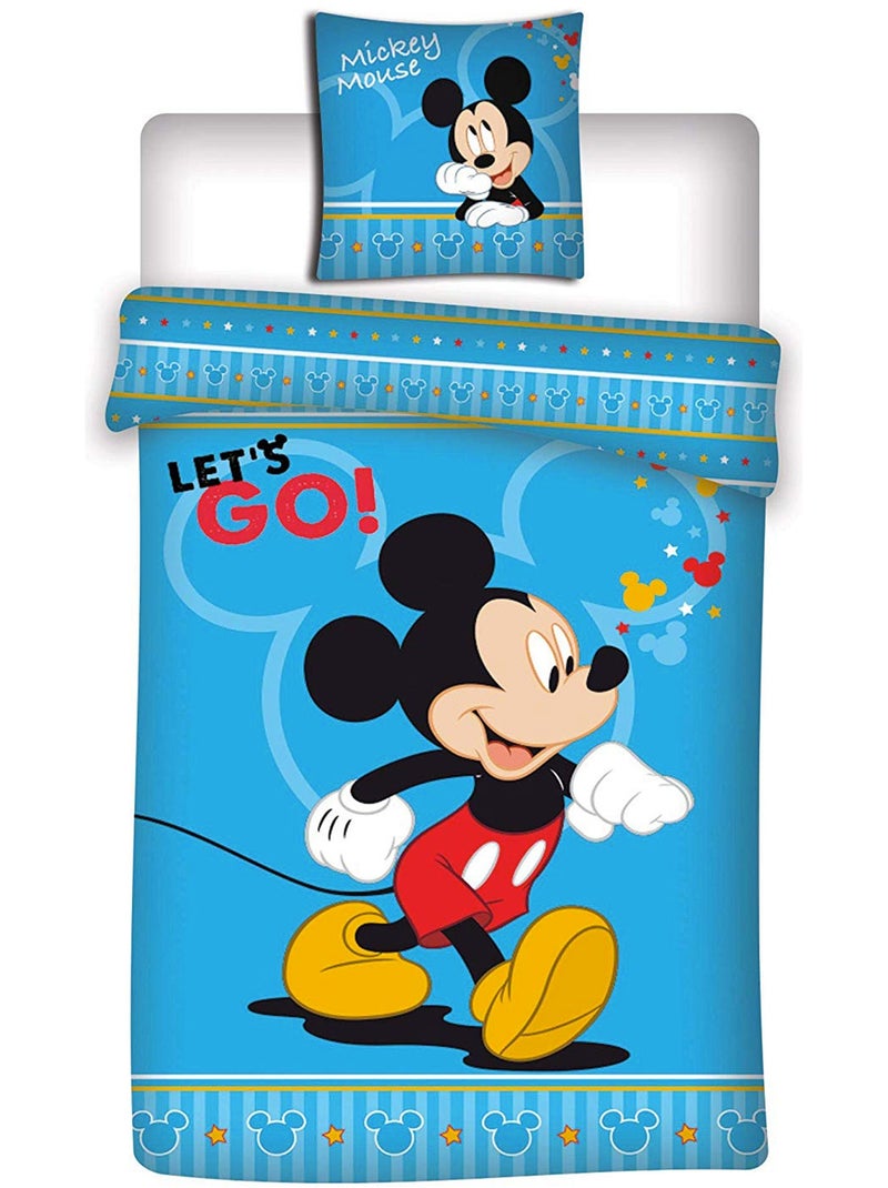 Mickey Disney - Completo Letto per Bambini Disney - Copripiumino 140 x 200 cm Federa 63 x 63 cm Multicolore - Kiabi