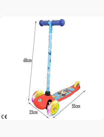 Mickey monopattino a 3 ruote 55x23x68 cm max 20 kg con luci e freni