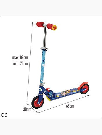 Mickey monopattino pieghevole a 2 ruote 65x30x75-82 cm max 50 kg con freno
