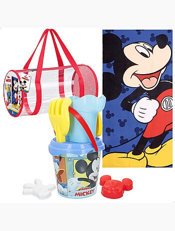 Mickey set di secchielli da spiaggia con accessori asciugamano e borsa