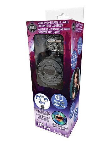 Microfono karaoke iParty Bluetooth® con altoparlante, luci e funzione di cambio voce