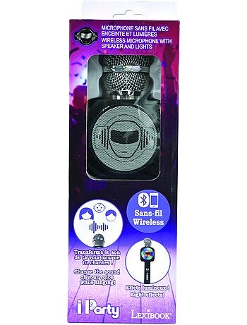 Microfono karaoke iParty Bluetooth® con altoparlante, luci e funzione di cambio voce