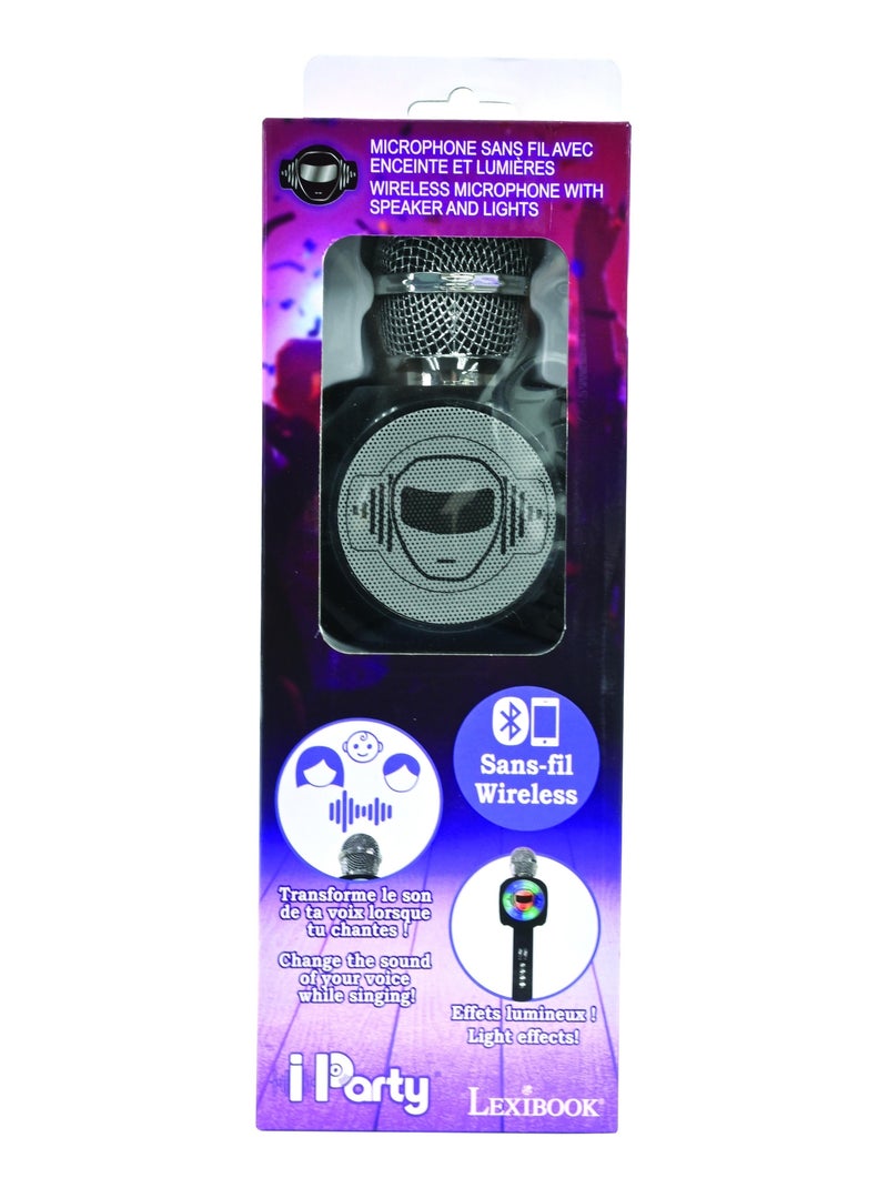Microfono karaoke iParty Bluetooth® con altoparlante, luci e funzione di cambio voce Nero - Kiabi