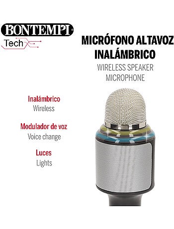 Microfono karaoke wireless con altoparlante e luci bontempi