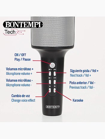 Microfono karaoke wireless con altoparlante e luci bontempi