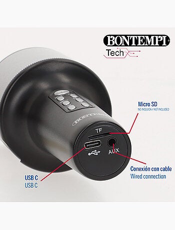 Microfono karaoke wireless con altoparlante e luci bontempi