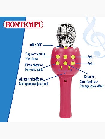 Microfono wireless rosa per bambini con altoparlante bontempi