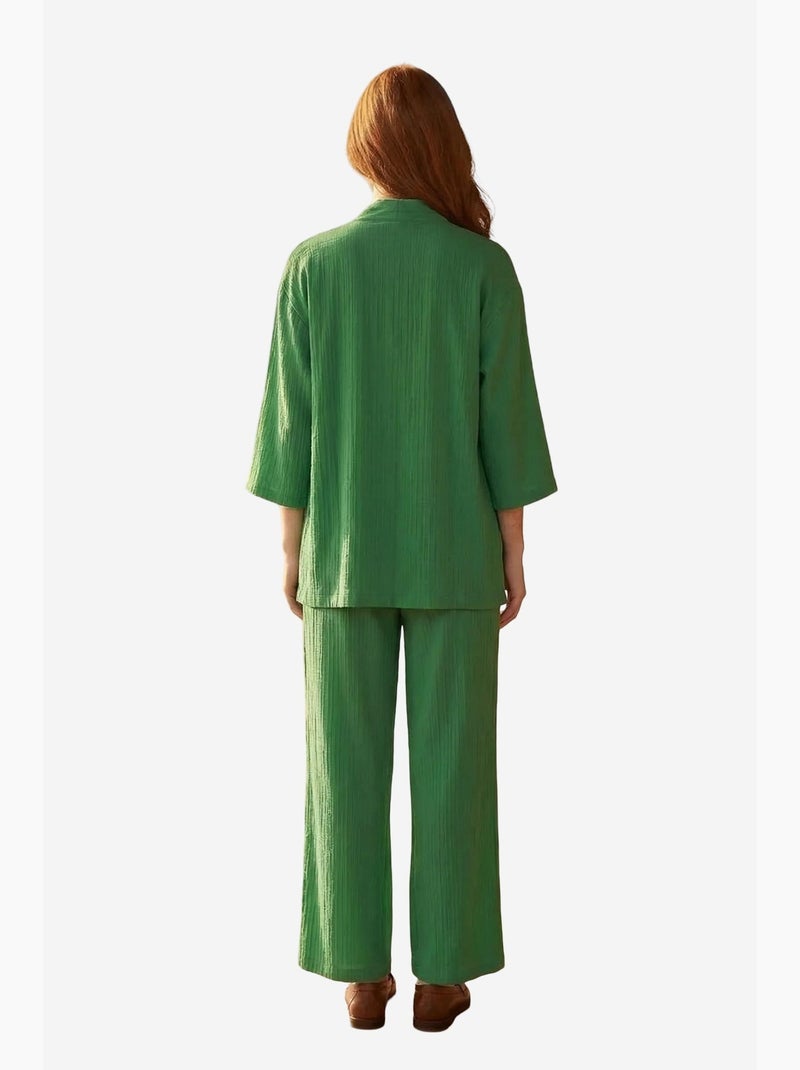 Mid waist wide leg two-piece co-ord set my fashion Verde scuro - Kiabi