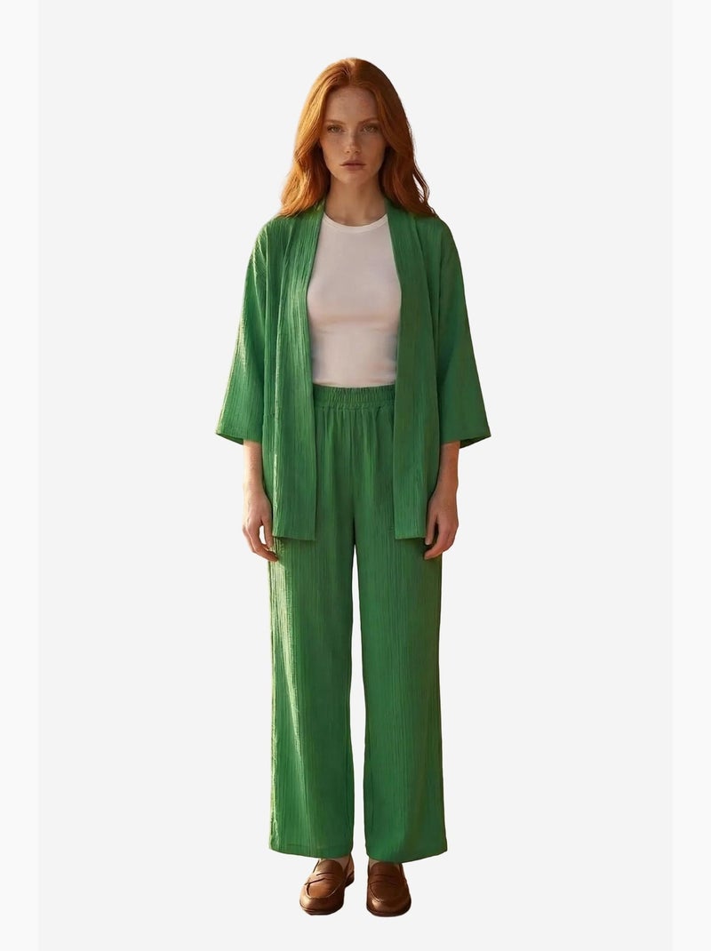Mid waist wide leg two-piece co-ord set my fashion Verde scuro - Kiabi