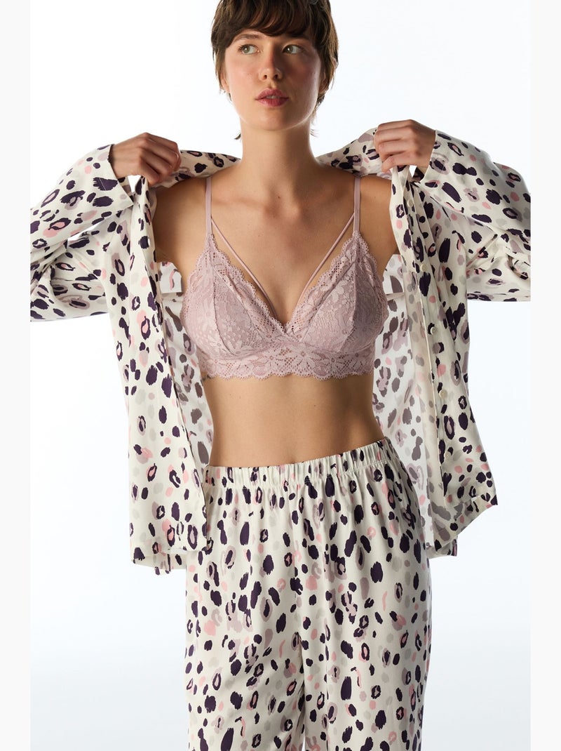 Midnight mood pigiama con camicia e pantaloni a maniche lunghe penti Bianco - Kiabi