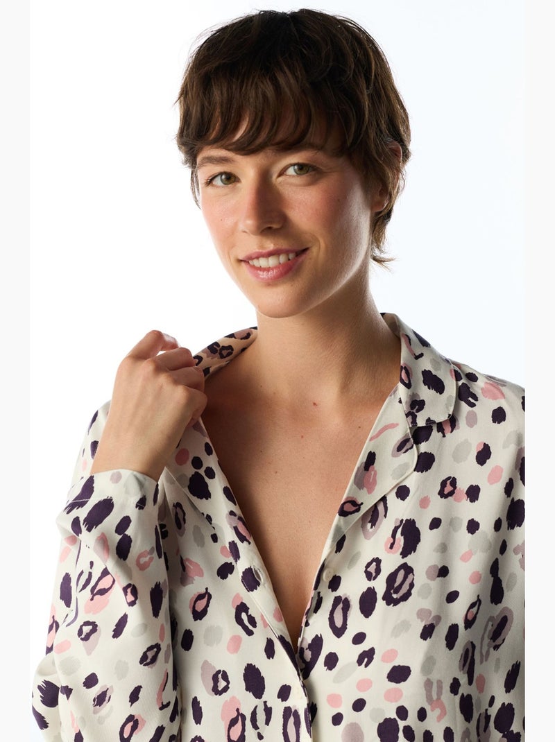 Midnight mood pigiama con camicia e pantaloni a maniche lunghe penti Bianco - Kiabi