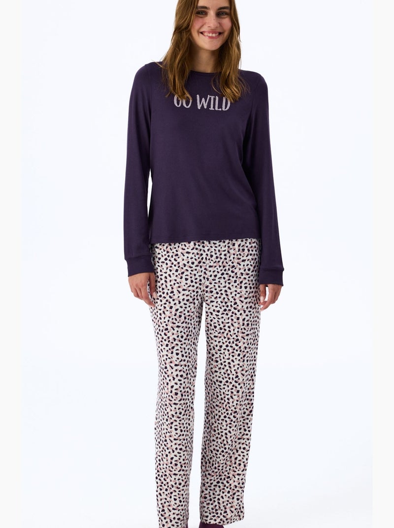 Midnight mood top pigiama a maniche lunghe con stampa slogan penti Viola - Kiabi