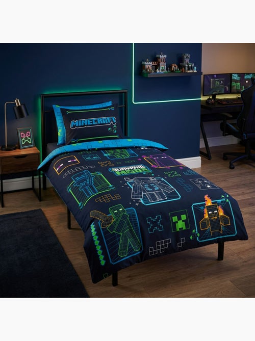 Minecraft survival mode copripiumino 140x200 cm + federa 63x63 blu - Kiabi Minecraft survival mode copripiumino 140x200 cm + federa 63x63 blu - Kiabi