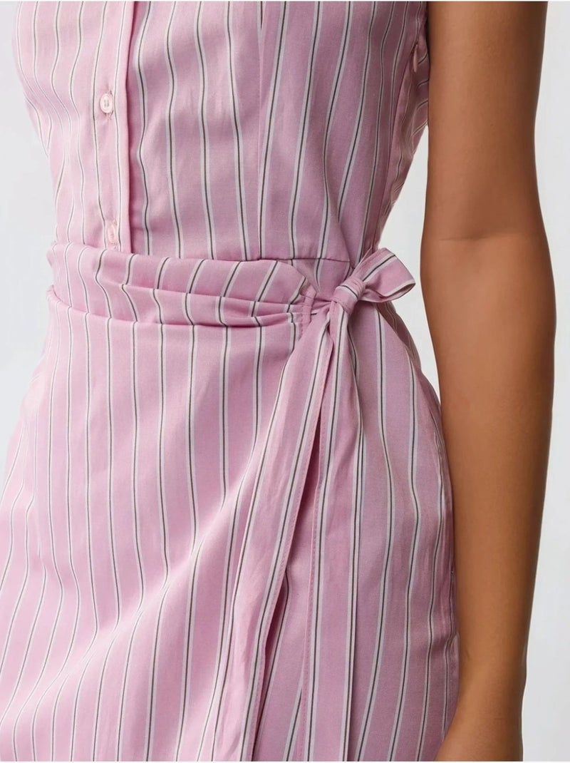 Mini abito a righe con colletto a camicia hiccup Rosa - Kiabi