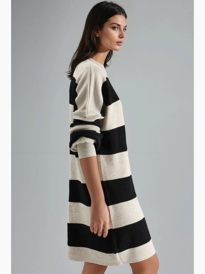Mini abito a righe con girocollo my fashion Nero - Kiabi