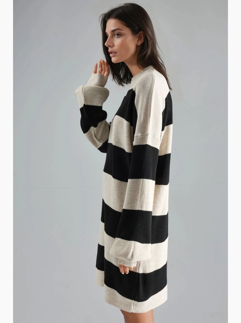 Mini abito a righe con girocollo my fashion Nero - Kiabi