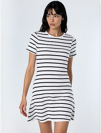 Mini abito a t-shirt a righe con girocollo busem
