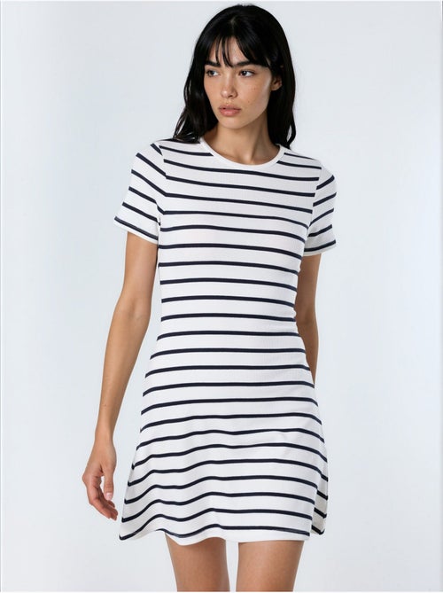 Mini abito a t-shirt a righe con girocollo busem - Kiabi