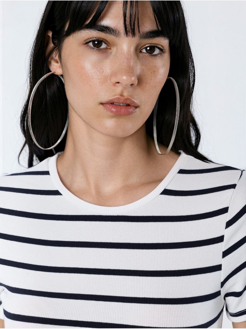 Mini abito a t-shirt a righe con girocollo busem Multicolore - Kiabi