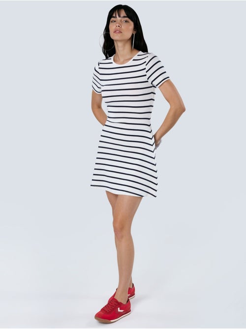 Mini abito a t-shirt a righe con girocollo busem - Kiabi
